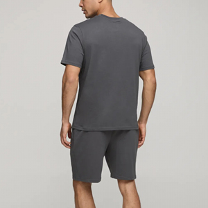 Nouvel ensemble de survêtement pour homme 100% coton, logo imprimé en sérigraphie personnalisé, gris uni, streetwear, 2 pièces, grandes tailles, prix avantageux - Product Image 2