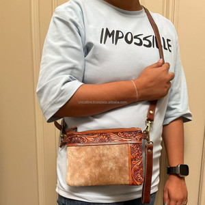 Mini bolso cruzado de piel de vaca de cuero mecanizado a mano para mujer, bolso móvil, bolso de mano de cuero genuino occidental de marca personalizada - Product Image 2