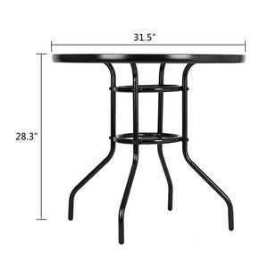 Tavolo da Pranzo da Esterno con Piano in Vetro Temperato per Giardino, Design Rotondo per Uso in Cortile - Product Image 3