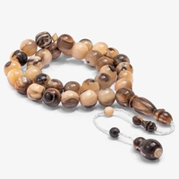 Tasbih artisanal en corne de buffle d'eau blanche, toucher réel, aspect vintage, perles de prière islamiques sculptées 33/99, artisanat naturel musulman