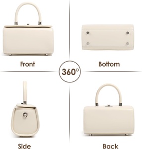 Sac fourre-tout structuré en cuir véritable pour femme, de créateur, avec fermeture éclair et double anse réglable à ouverture supérieure - Product Image 2