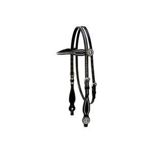 Bridon en cuir pour cheval avec conchos et clous argentés pour usage équestre - Product Image 1
