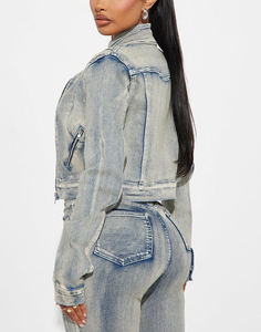 Chaqueta de Mujer Personalizada de Alta Calidad, Nuevo Diseño, al por Mayor, Transpirable, Ecológica, de Otoño Invierno, de Tela No Tejida, de Mezclilla y Algodón - Product Image 6