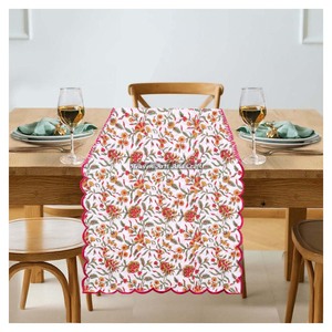 Best Selling 100% Pure Cotton Fabric Embroidery Edge <b>Table</b> <b>Runner</b> Traditional Hand Block Print Woven Floral Pattern For <b>Wedding</b> - Product Image 4