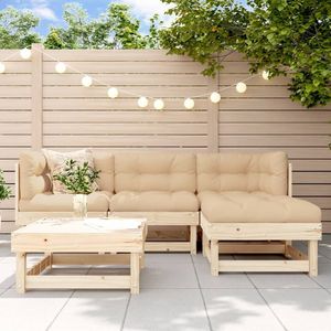 Ensemble de salon de jardin beige avec bois naturel pour l'aménagement extérieur - Product Image 1