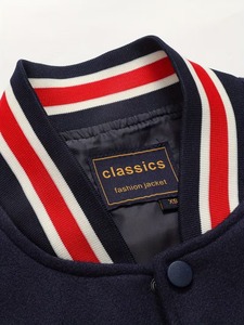 Veste universitaire New York de haute qualité 100% coton pour homme, bleu marine, manches blanches, lettrage brodé, décontractée, écologique, respirante - Product Image 3