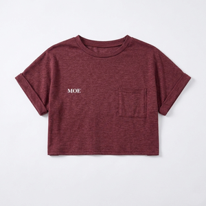 T-shirt court décontracté personnalisé pour femme avec poches, coupe décontractée, 100 % coton jersey, finition lisse - Product Image 3
