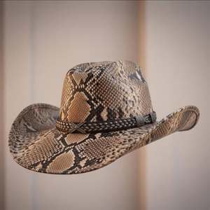 Sombrero Vaquero de Piel Exótica con Estampado Único de Pitón, Estilo Occidental, para Uso en Exteriores, Unisex, para Adultos, Todas las Temporadas - eoin Winston Sports - Product Image 3