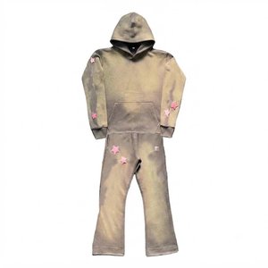 New Custom <b>Men's</b> <b>Tie</b> Dye Hooded Tracksuit Set Full Sleeve Gradient Color <b>Pink</b> Stars Casual Joggers With Side Pockets Spring Wear - Product Image 2