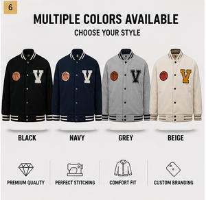 Chaquetas Varsity de Lana de Moda, Chaquetas Varsity de Forro Polar con Letras Bordadas para Hombre, Estilo Moderno y Personalizado para Escuela Secundaria, Ideales para Otoño - Product Image 6