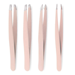 Private Label <b>Pink</b> Stainless Steel Slant Tip Eyebrow Tweezers <b>Set</b> Custom OEM Beauty <b>Tool</b> Hair Plucking Grooming Kit - Product Image 1