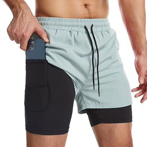 กางเกงวิ่งผู้ชายแบบ 2 in 1 พร้อมซับในรัดรูป กางเกงออกกำลังกาย มีช่องใส่โทรศัพท์ ขายส่ง รับผลิตแบบ OEM - Product Image 4