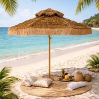 Parasol en paille de raphia pliable, écologique, pour extérieur, hôtel, piscine, jardin, plage tropicale, patio, réglable, décoration intérieure