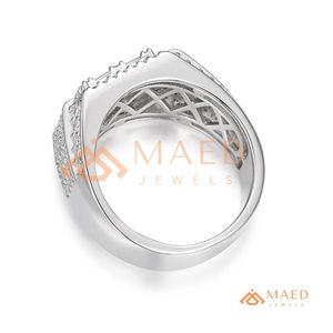 925 <b>Silver</b> Iced Out Baguette Cut Moissanite <b>Ring</b> for <b>Men</b> Hip Hop Statement Band Luxury Diamond Look Jewelry - Product Image 6