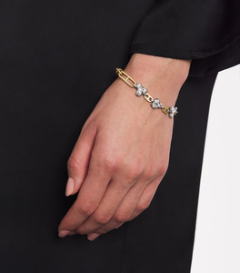Yellow Gold Diamond <b>Flower</b> <b>Bracelet</b>, Poppy Inspired Floral Diamond Chain <b>Bracelet</b>, 18K Gold Platinum Station <b>Bracelet</b> for Women - Product Image 2