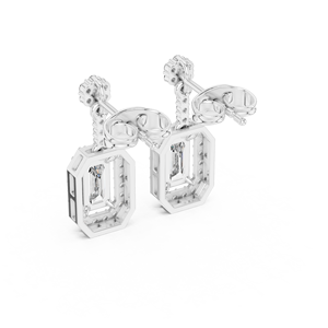 Boucles d'oreilles pendantes de luxe en argent, taille émeraude, avec halo, certifiées IGI, cultivées en laboratoire, tendance, pour fiançailles, mariage, anniversaire, fête, unisexe, haute joaillerie - Product Image 3