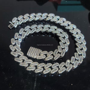 High Quality Lab Grown VVS Diamond Moissanite Baguette Cut Gold Plated Silver Hiphop Cuban Link Chain Necklace Luxury <b>Gift</b> for - Product Image 2