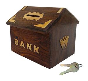 Wooden Money Bank/Piggy Bank/Wooden HUT Money Bank/Money Storage <b>Box</b>/Coin <b>Box</b>/Coin Collector <b>Box</b>/Antique Money Bank/<b>Saving</b> <b>Box</b> - Product Image 3