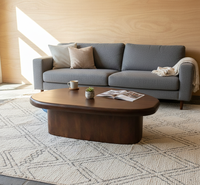 Table basse ovale en bois massif, table centrale en bois, style Wabi-Sabi, mobilier moderne pour salon