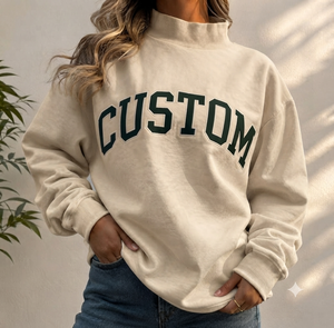 เสื้อสเวตเชิ้ตคอเต่าพิมพ์ลายตัวอักษรตามสั่งสำหรับผู้หญิง ผ้าฝ้าย 100% สวมใส่สบายๆ สำหรับฤดูใบไม้ร่วง - Product Image 1