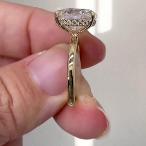 แหวนหมั้นเพชรทรงรีสุดหรูสำหรับผู้หญิง ได้รับการรับรองจาก IGI ทอง 14K ของขวัญเครื่องประดับเจ้าสาวสำหรับงานแต่งงาน - Product Image 5