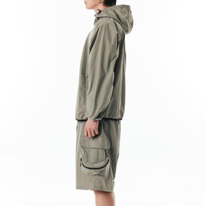 Custom 2-Piece Winter Casual Windbreaker Zip-Up <b>Jacket</b> & Shorts Set Waterproof Polyester/Cotton - Product Image 5