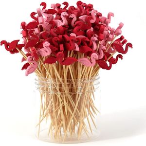 Set di 200 Stuzzicadenti in Bambù a Forma di Fenicottero, 4,7 Pollici, per Cocktail, Antipasti, Frutta, Formaggio, Bevande, Accessori per Feste - Product Image 1