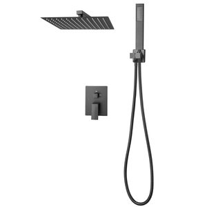 Set Doccia a Pioggia da Parete con Soffione Quadrato da 12 Pollici e Doccetta, Sistema Doccia a Cascata per Bagno - Product Image 1