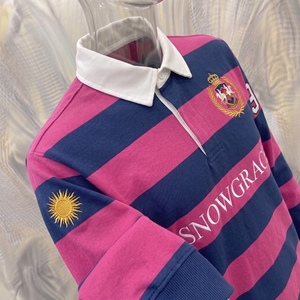 เสื้อรักบี้ลายทางสโนว์เกรซแขนยาว ปกคอพับ ปักโลโก้ ทรงปกติ สำหรับผู้ใหญ่ ทุกฤดูกาล - Product Image 5