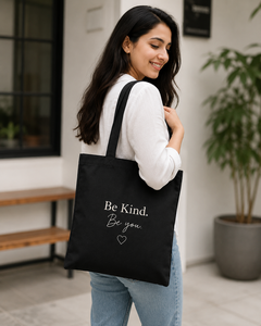 Be Kind Be You Eco-Friendly Canvas Tote <b>Bag</b> <b>Large</b> Size Daily Shopping <b>Beach</b> <b>Bag</b> with Heart Design Hand Length Handle - Product Image 5