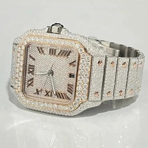 Reloj de Diamantes Moissanite VVS en Oferta, Acero Inoxidable, Totalmente Automático, Chapado en Oro, Cristal de Zafiro de Lujo, Estilo Hip Hop, Cuarzo - Product Image 2