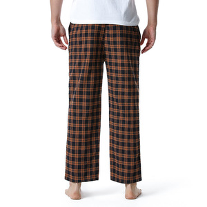New Arrival Custom Casual Men's Pajama Bottoms Canvas <b>Plaid</b> Sleep <b>Pants</b> 100% Cotton Eco-Friendly Windproof - Product Image 3