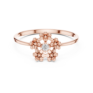 Anillo Minimalista en Forma de Flor de Oro Amarillo Sólido de 10k, 14k, 18k con Diamantes Cultivados en Laboratorio de Corte Redondo, Anillo de Boda Clásico, Regalo para Ella - Product Image 6