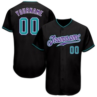 Vente en gros directe OMMIZ INDUSTRY Maillot de baseball authentique personnalisé noir et bleu-vert