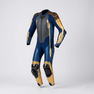 Combinaison de course moto en cuir une pièce professionnelle sur mesure, équipement de protection blindé CE pour la piste et la route, protection intégrale du corps - Product Image 1