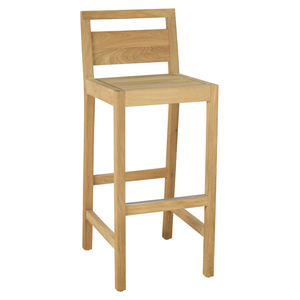 Tabouret de bar moderne en teck massif avec dossier - Meuble commercial écologique, durable et résistant à l'eau pour restaurants, cafés, hôtels - Product Image 5
