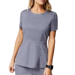 Modern Women's Nurse <b>Scrubs</b> Set Featuring Spandex Sleeveless Top Elastic Waist Wide Leg Pants Side Pockets Hospital Use - Product Image 4