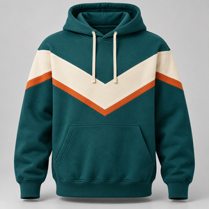 Sudadera con Capucha Color Morado con Paneles de Manga en Contraste y Ribete, Estilo Oversize, Proveedor de Ropa Urbana, Prenda Exterior de Invierno - Product Image 4