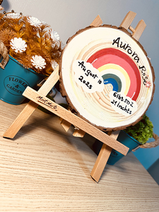 Rodajas de madera de pino pintadas a mano ecológicas, patrón de planta Art Deco, paquete de varias piezas para adornos y regalos de arte de pared de cumpleaños - Product Image 5