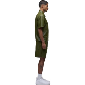 Chemise en cuir à manches courtes de haute qualité, sur mesure, OEM ODM, nouvelles arrivées, pour hommes, chemises en cuir authentiques - Product Image 5