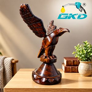 Escultura de águila de madera hecha a mano GKD, diseño moderno de animal con alas, decoración de mesa para sala de estar y oficina en casa - Product Image 2
