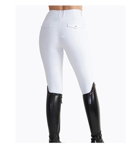 2026 Pantalon d'équitation personnalisé pour femme, blanc, taille haute, longueur intégrale, en SpandexCoton, avec poches et braguette boutonnée, couleur unie - Product Image 6