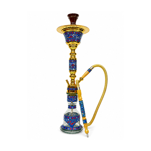 Hot Selling Good Quality Traditional Handmade Stainless Steel Egyptian Tower Blue Mother of Pearl <b>Hookahs</b> for Wholesale Purchase - Product Image 1