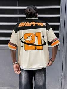 Maillot de football en mesh surdimensionné à sublimation, imprimé papillon, streetwear unisexe, t-shirt de sport, vente en gros OEM - Product Image 6