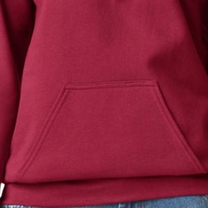 Burgundy Womens Pullover Hoodie Long Sleeve Fleece <b>Sweatshirt</b> Kangaroo Pocket Casual Custom Logo Wholesale Hooded Top Supplier - Product Image 3