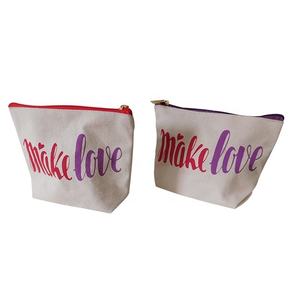 Stock multicolore sans quantité minimale de commande coton jute grand sac à cosmétiques pochette de maquillage pour femmes avec fermeture éclair organisateur de toilette cadeau pour les filles - Product Image 1