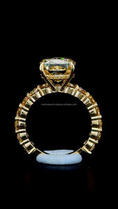 Classique 4 griffes S925 argent Sterling jaune couleur coussin Moissanite anneau pour femmes proposition fiançailles bande de mariage - Product Image 3