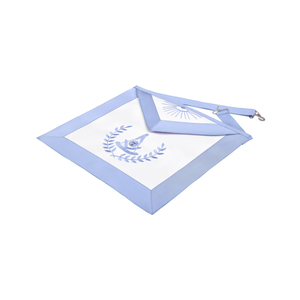 Tablier de Maître Maçon Personnalisé en Cuir d'Agneau Blanc avec Ruban Bleu Ciel, Fabricant OEM, Vente en Gros - Product Image 1