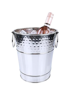 Stainless Steel <b>Ice</b> Bucket Round Metal Wine Chiller Party <b>Cooler</b> Rust Resistant Industrial Design - Product Image 1