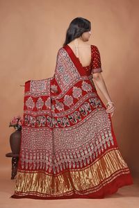 Beautiful Gaji Silk Original Bandhani With <b>Gota</b> Pati Hand Work Saree-wholesale - Product Image 3